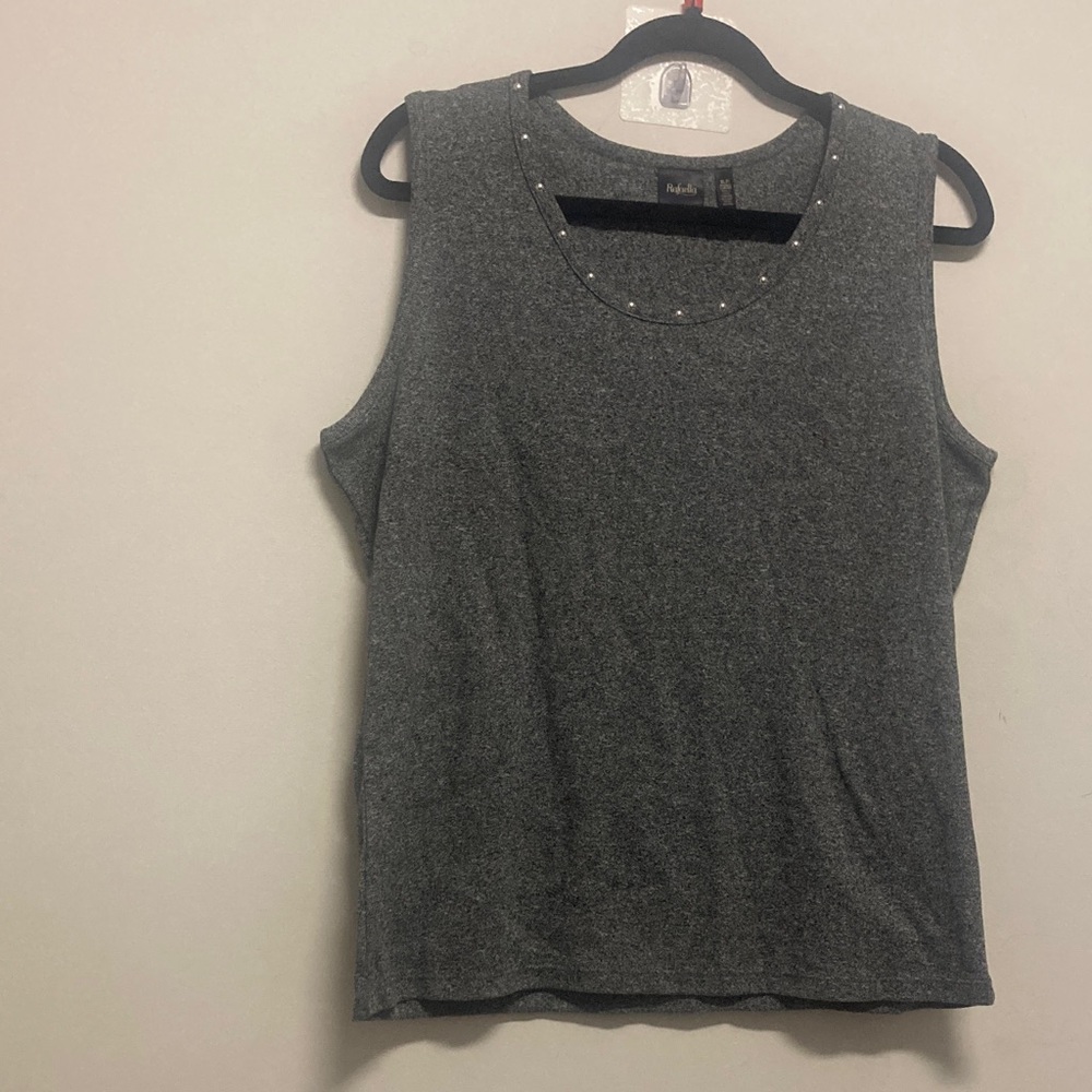 RAFAELLA/ Charcoal Tank Top with Studded Neckline